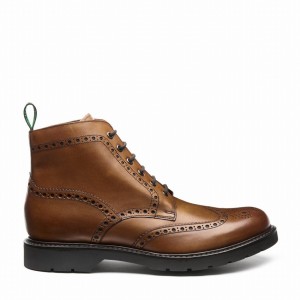 Men Solovair 6 Eye Derby Brogue Boots Brown | LS6-019-TAN-B-060
