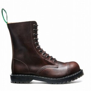 Men Solovair Gaucho Crazy Horse 11 Eye Steel Toe Derby Boots Brown | SC11-1980-CH-G-060