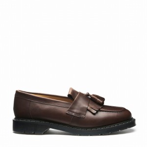 Men Solovair Gaucho Crazy Horse Tassel Loafers Brown | S0-1022-CH-G-030