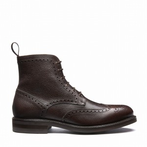 Men Solovair Grain-Calf 6 Eye Derby Brogue Boots Brown | 019-BRN-CC-060