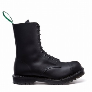 Men Solovair Greasy 11 Eye Steel Toe Derby Boots Black | SC11-1980-BG-G-060