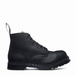 Men Solovair Greasy 6 Eye Steel Toe Capped Derby Boots Black | GF6-1710-BG-030