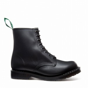 Men Solovair Greasy 8 Eye Derby Boots Black | S8-551-BG-G-030
