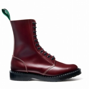 Men Solovair Hi-Shine 11 Eye Astronaut Boots Red | S11-969-OX-G-030
