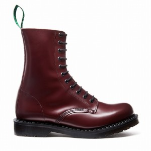 Men Solovair Hi-Shine 11 Eye Derby Boots Red | S11-981-OX-G-030