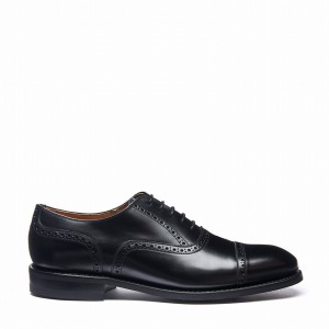 Men Solovair Hi-Shine 5 Eye Oxford Shoes Black | 097-016-060