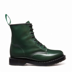 Men Solovair Hi-Shine 8 Eye Derby Boots Green | S8-551-GN-G-030