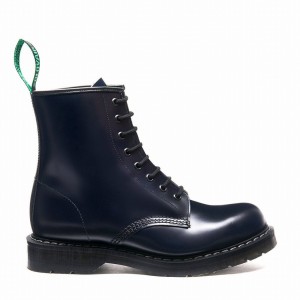 Men Solovair Hi-Shine 8 Eye Derby Boots Navy | S8-551-NV-G-035