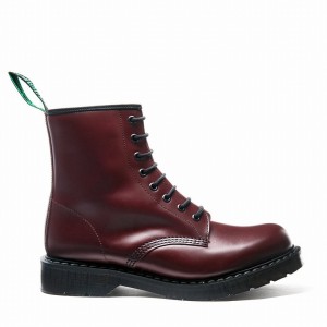 Men Solovair Hi-Shine 8 Eye Derby Boots Red | S8-551-OX-G-030