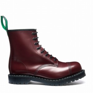 Men Solovair Hi-Shine 8 Eye Steel Toe Derby Boots Red | SC8-1550-CR-G-065