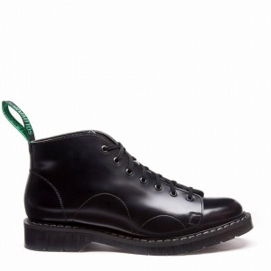 Men Solovair Hi-Shine Monkey Boots Black | S7-116-BK-G-030