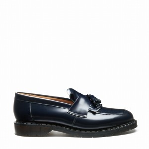 Men Solovair Hi-Shine Tassel Loafers Navy | S0-1022-NV-G-030