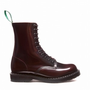 Men Solovair Rub-Off 11 Eye Derby Boots Burgundy | S11-981-BUR-G-030