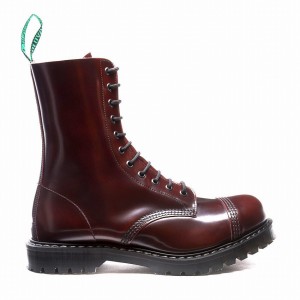 Men Solovair Rub-Off 11 Eye Steel Toe Derby Boots Burgundy | SC11-1980-BUR-G-060