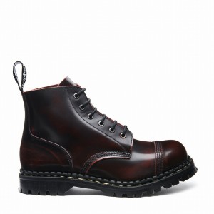 Men Solovair Rub-Off 6 Eye Steel Toe Capped Derby Boots Burgundy | GF6-1710-BUR-RO-030