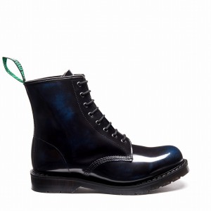 Men Solovair Rub-Off 8 Eye Derby Boots Navy | S8-551-NV-RO-G-035