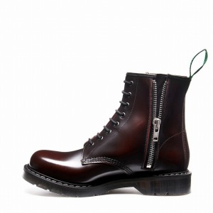 Men Solovair Rub-Off 8 Eye Zip Derby Boots Burgundy | S8-551-BUR-ZIP-G-045