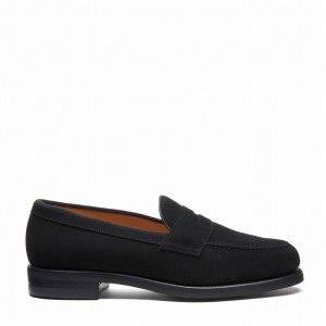 Men Solovair Suede Penny Loafers Black | 970-BK-SUE-060
