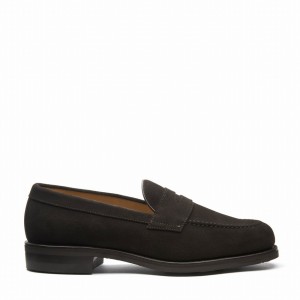 Men Solovair Suede Penny Loafers Brown | 970-BN-SUE-060