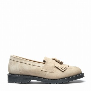 Men Solovair Suede Tassel Loafers Beige | S0-1022-NU-SUE-G-040
