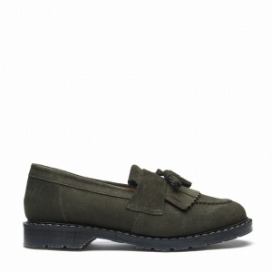Men Solovair Suede Tassel Loafers Olive | S0-1022-OL-SUE-G-035