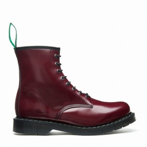 Men Solovair Vegan Hi-Shine 8 Eye Derby Boots Red | VS8-551-OX-VEG-G-040