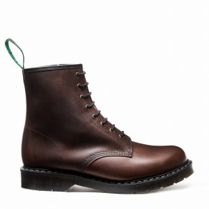 Women Solovair Gaucho Crazy Horse 8 Eye Derby Boots Brown | S8-551-CH-G-030