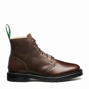 Women Solovair Gaucho Crazy Horse Shearling Lined 6 Eye Astronaut Boots Brown | LS6-969-CH-SHE-B-030