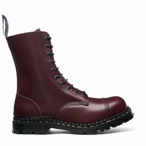 Women Solovair Hi-Shine 10 Eye Steel Toe Capped Derby Boots Red | GF10-1980-OX-035