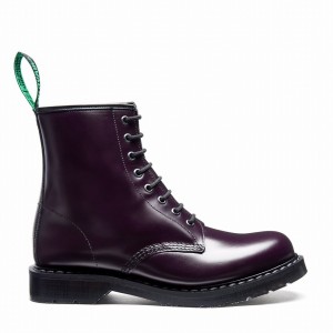 Women Solovair Hi-Shine 8 Eye Derby Boots Purple | S8-551-PUR-G-030