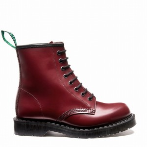 Women Solovair Hi-Shine 8 Eye Derby Boots Red | S8-551-CR-G-030