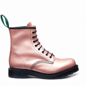 Women Solovair Hi-Shine 8 Eye Derby Boots Pink | S8-551-PK-IR-G-035