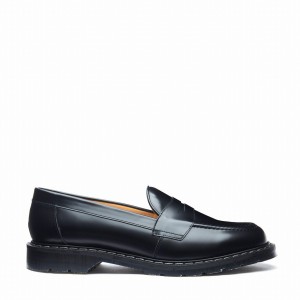 Women Solovair Hi-Shine Penny Loafers Black | S0-970-BK-G-030