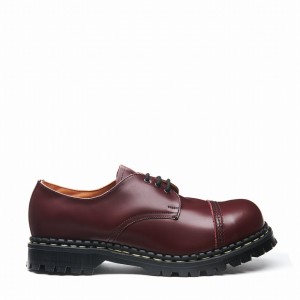 Women Solovair Hi-Shine Steel Toe Capped Gibson Shoes Red | GF3-1370-OX-030