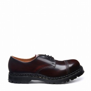 Women Solovair Rub-Off Steel Toe Capped Gibson Shoes Burgundy | GF3-1370-BUR-RO-030