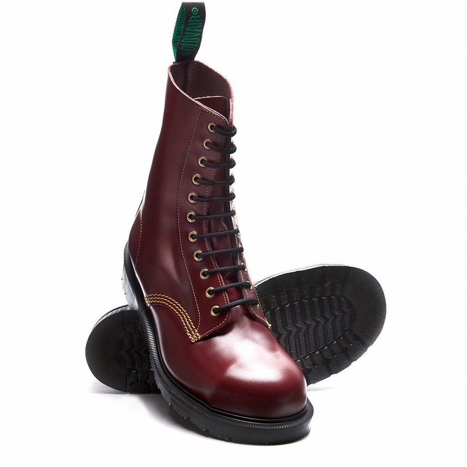 Men Solovair 11 Eye Steel Toe Derby Boots Red | 11-1981-CR-060