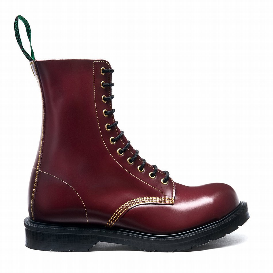 Men Solovair 11 Eye Steel Toe Derby Boots Red | 11-1981-CR-060