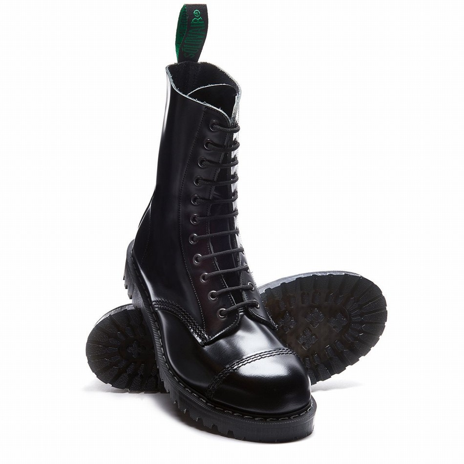 Men Solovair 11 Eye Steel Toe Derby Boots Black | SC11-1980-BK-G-060