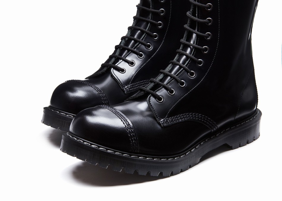 Men Solovair 11 Eye Steel Toe Derby Boots Black | SC11-1980-BK-G-060