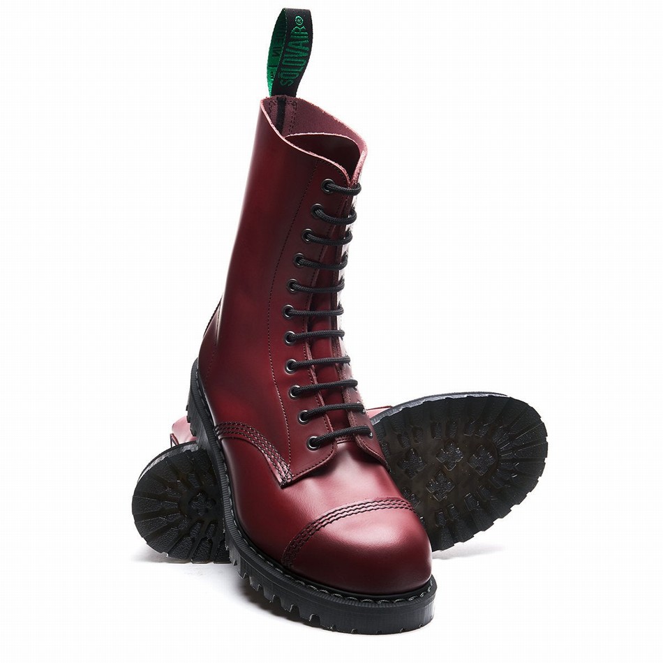 Men Solovair 11 Eye Steel Toe Derby Boots Red | SC11-1980-CR-G-060