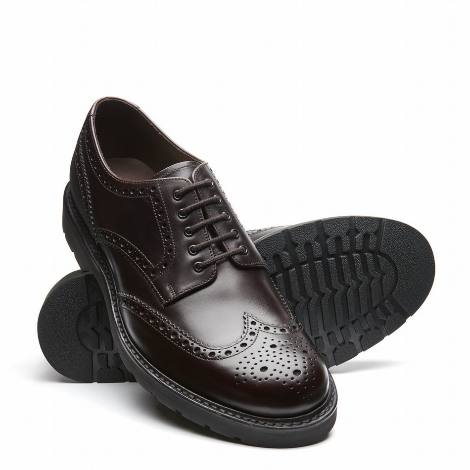 Men Solovair 5 Eye Gibson Brogue Shoes Brown | LS5-813-BNG-B-060