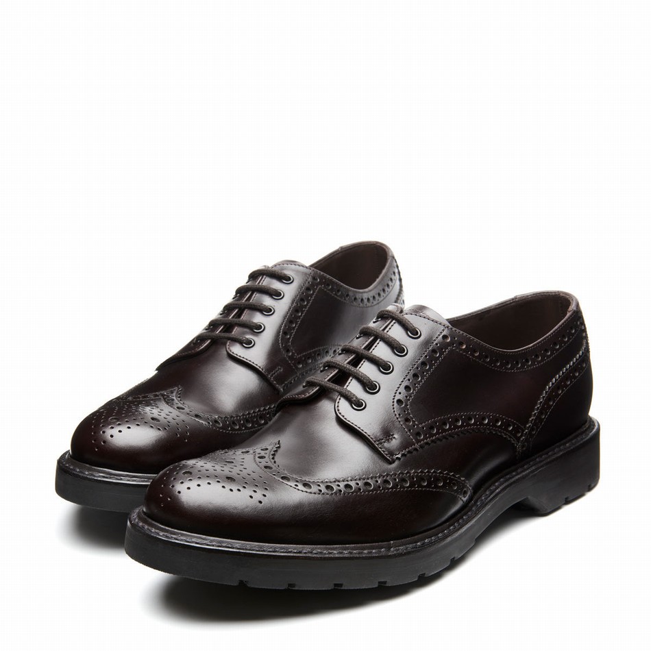 Men Solovair 5 Eye Gibson Brogue Shoes Brown | LS5-813-BNG-B-060