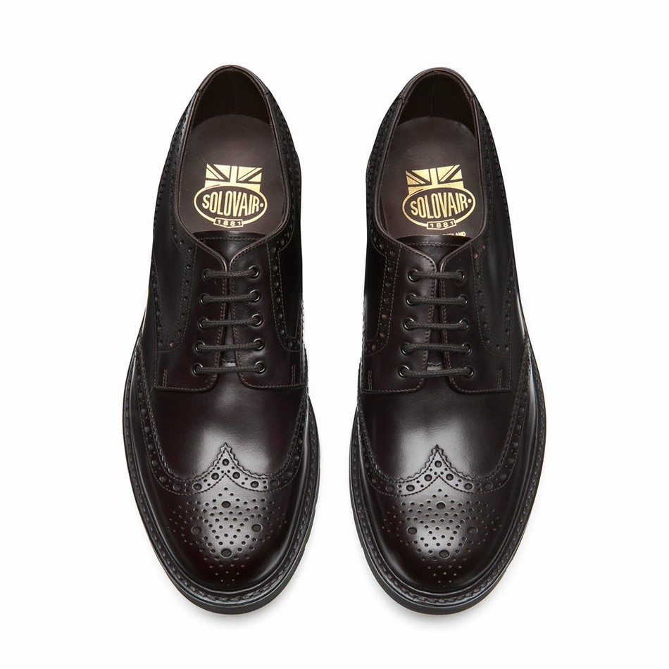 Men Solovair 5 Eye Gibson Brogue Shoes Brown | LS5-813-BNG-B-060
