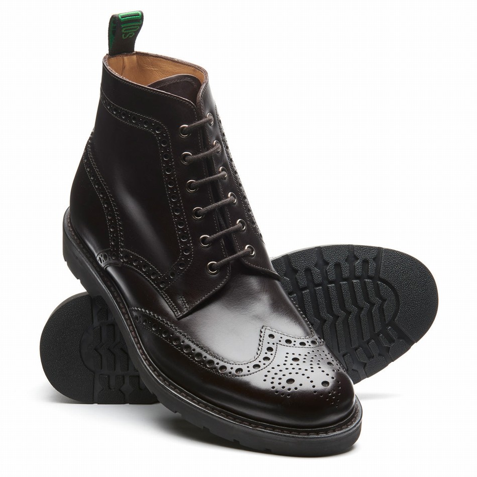 Men Solovair 6 Eye Derby Brogue Boots Brown | LS6-019-BNG-B-060