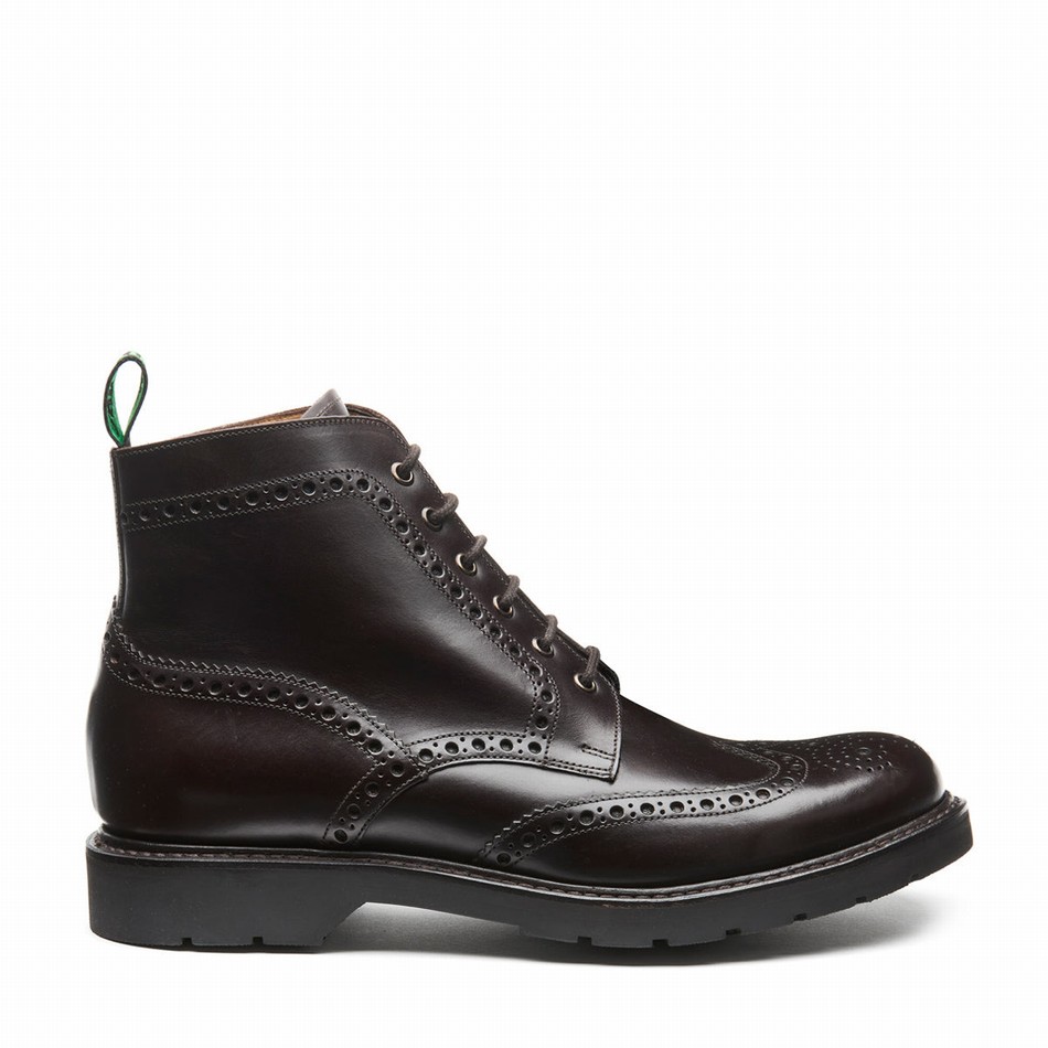 Men Solovair 6 Eye Derby Brogue Boots Brown | LS6-019-BNG-B-060