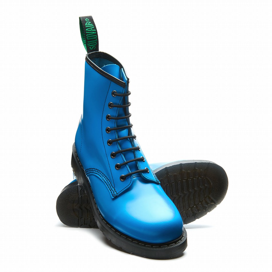 Men Solovair 8 Eye Derby Boots Blue | S8-551-BL-NN-G-075