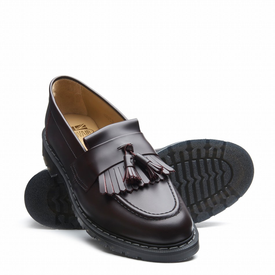 Men Solovair Cordovan Tassel Loafers Burgundy | S0-1022-COR-G-030