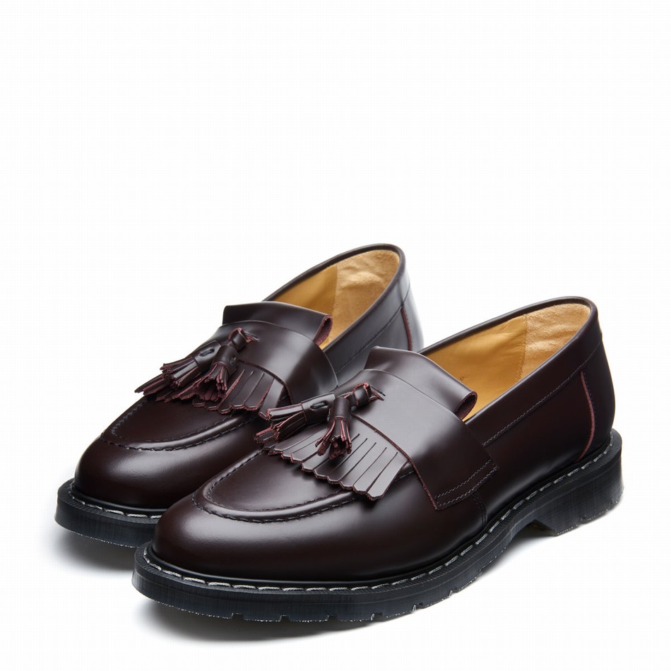 Men Solovair Cordovan Tassel Loafers Burgundy | S0-1022-COR-G-030