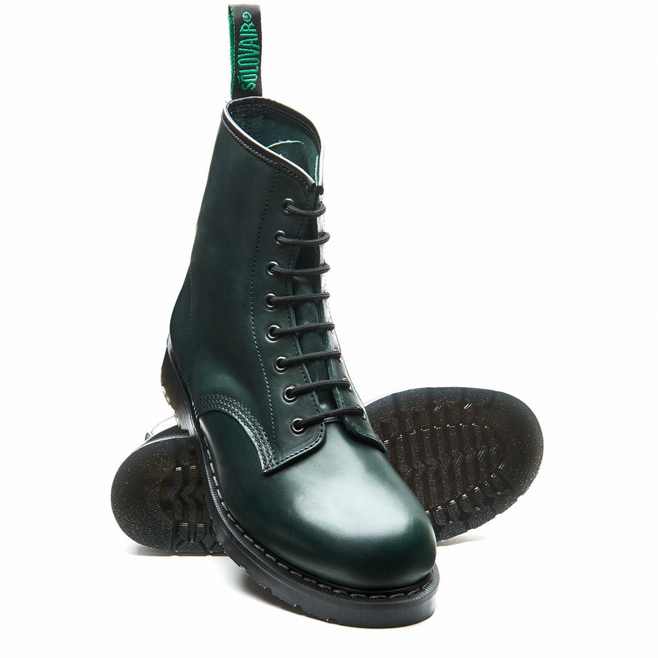 Men Solovair Gaucho 8 Eye Derby Boots Green | S8-551-CH-GN-G-030