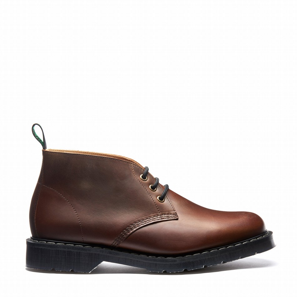 Men Solovair Gaucho Crazy Horse 3 Eye Chukka Boots Brown | S3-080-CH-G-030